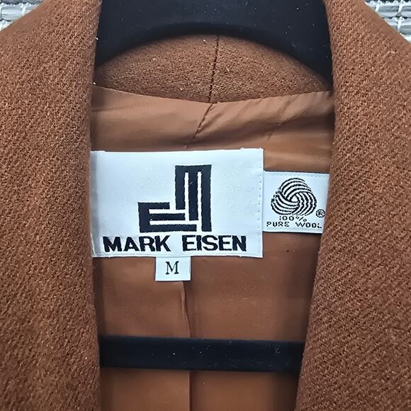 VTG Mark Eisen Blazer Jacket Womens Medium Rust Brown Office Career Long Line - Picture 4 of 6